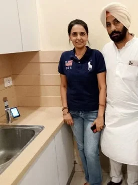 Individual admiring the effectiveness of his Chanson Quality Water Purifier